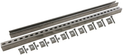 C-rails L 2000mm StSt (V4A) including retaining clips, screws and nuts