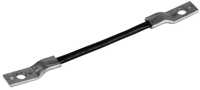 Bridging cable Cu 16mm² L 200mm with 2 cable lugs, bore 10.5, and 2x6.5mm