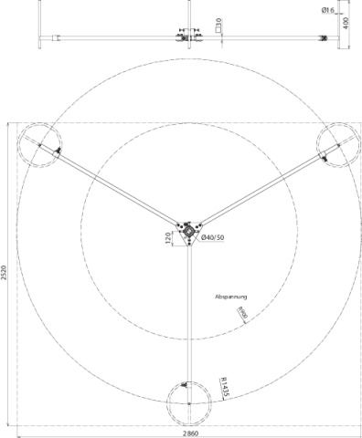 Hinged tripod f. air-ter. rods D 40-50mm L 6-8.5m inclination angle 10° St/tZn – Görsel 2 / 2