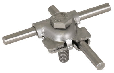 MV clamp with locking lug StSt (V4A) for Rd 8-10mm with hexagon screw