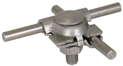 MV clamp with locking lug StSt (V4A) for Rd 8-10mm with truss head screw