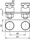 Connection plate for HVI conductor head piece with 2 KS connectors StSt