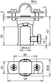 Rod holder StSt for Rd 16 mm with fixing bush ZDC D 16 mm