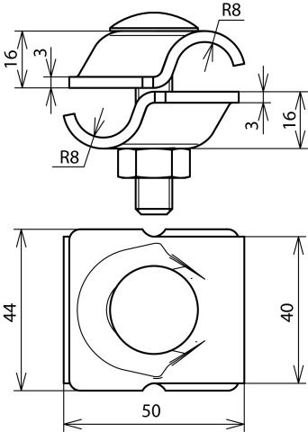 MV clamp StSt f. Rd 16/16 mm with truss head screw for DEHNiso – Görsel 2 / 2
