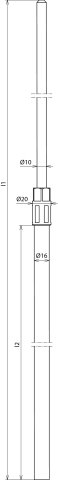 Air-termination rod GRP/Al D 16/10mm L 2000mm
