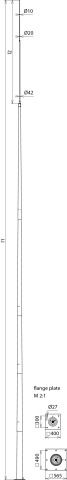 Telesc. lightning protection mast height 13.38m St/tZn w. flange plate 400x400mm – Görsel 2 / 2