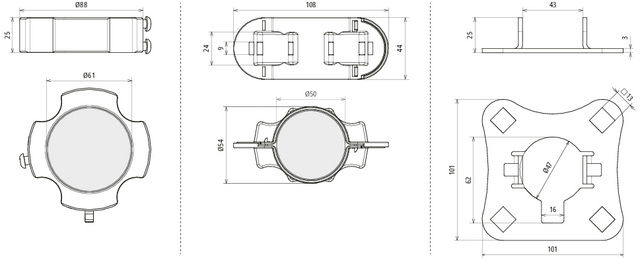 Fixing kit f. HVI light plus & long on supporting tubes with D 50 mm – Görsel 2 / 2