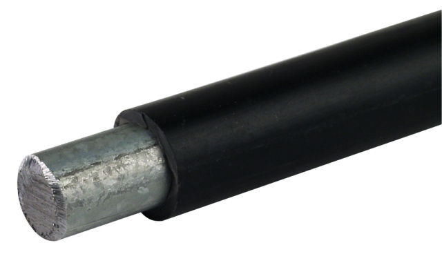 Round wire 8/11mm St/tZn coil length 75m +/-5% plastic sheath black