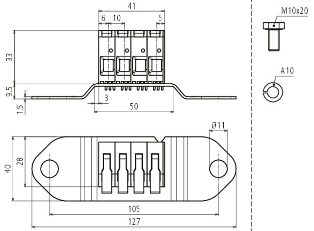 Push-in adapter 4x 4-16 mm² for EB-bar for Ex areas of zone 1/21, 2/22 – Görsel 2 / 2