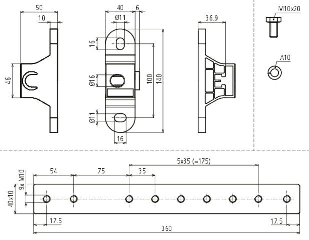 Equipotential bonding bar for Ex areas of zone 1/21, 2/22 for 7x cable lug – Görsel 2 / 2