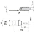 Crimped cable lug DIN 46235 25 mm² M10 Cu/gal Sn with nickel barrier layer