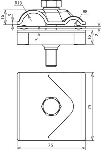 MAXI MV clamp St/bare, Rd 8-16/15-25mm with screw M12x65mm – Görsel 2 / 2