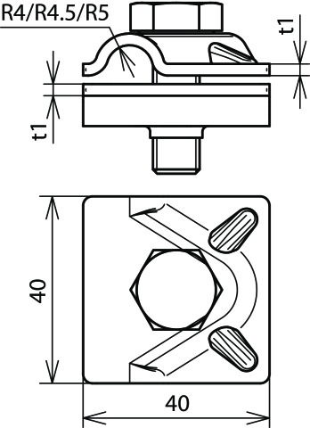 MV clamp StSt (V4A) f. Rd 10mm w. hexagon screw – Görsel 2 / 2