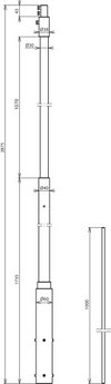 Supp. tube D 30 mm L 2875 mm GRP/Al/StSt w. air-ter.rod D10 L1000mm f. raft.brack.