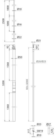 HVI Conductor D 20mm Cu w. support. tube L 3200mm a. air-term. rod L 2500mm -KIT- – Görsel 2 / 2