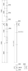HVI Conductor D 23mm Cu w. support. tube L 4700mm a. air-term. rod L 2500mm -KIT-