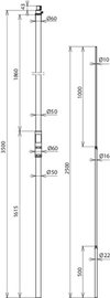 Supportin tube D 50mm L 3500mm GRP/StSt w. air-term. rod D 22/16/10mm L 2.5 m