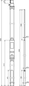 Supp. tube D 50mm L 5000mm GRP/Al, air- term.rod D 22/16/10mm L 2500mm, lat. outlet