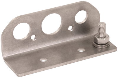 Angle bracket StSt with connection bolt M8 and bores D 13/21/17mm