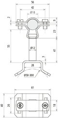 HVI-L+ Ex P55 holder f. Conductor D18mm dist. 55mm w. bracket f. tubes 50-300mm