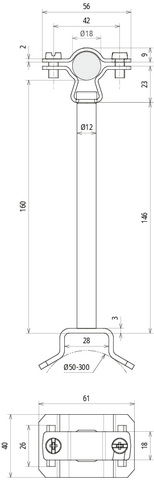 HVI-L+ Ex P160 holder f. Conductor D18mm dist. 160mm w. bracket f. tubes 50-300mm – Görsel 2 / 2