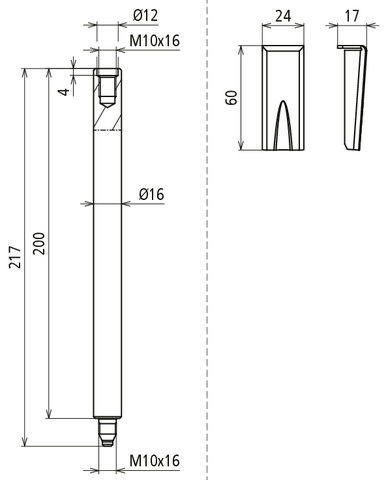 SET of base support rods 3x 16x200 mm StSt for tripod – Görsel 2 / 2