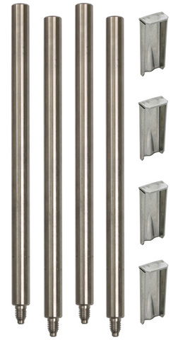 SET of base support rods 4x 16x200 mm StSt for four-legged stand