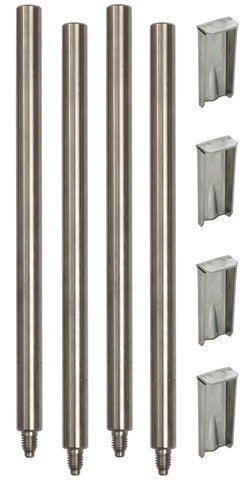 SET of base support rods 4x 16x200 mm StSt for four-legged stand