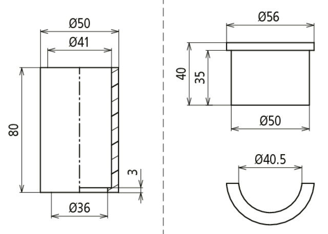 Adapter set reduces D 50 mm to D 40 mm for tripod and four-legged stand – Görsel 2 / 2