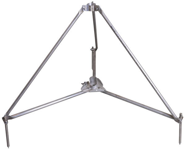 Tripod hinged w. half shell f. tube D40/50mm radius 680mm inclination angle 10° StSt