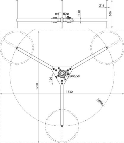 Hinged tripod f. air-term. rods D40mm L 4-5.5m inclin. angle 10° St/tZn – Görsel 2 / 2