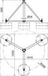 Hinged tripod for pipes D 40-50mm L 4.0-5.5m inclination angle 10° StSt