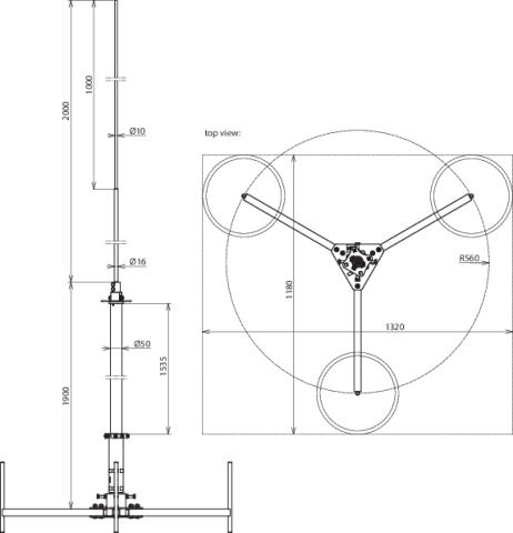 Air-term. mast 50 f. HVI light Cond. KIT w. tripod L 3900mm – Görsel 2 / 2