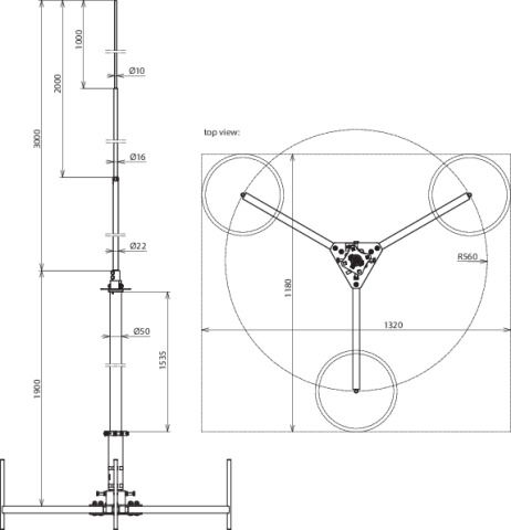 Air-term. mast 50 f. HVI light Cond. KIT w. tripod L 4900mm – Görsel 2 / 2