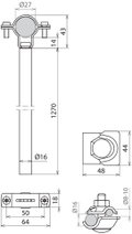 Spacer D 16mm L 1270mm Al w. EB element D 27mm incl. MV clamp f. HVI power