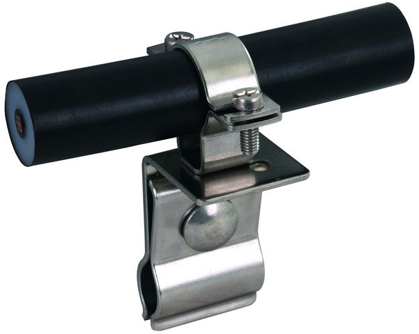 Roof cond. holder StSt f. metal roofs w. round stand. seam f. HVI cond.D 27-30mm