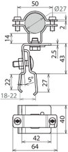 Roof cond. holder StSt f. metal roofs w. clamping seam f. HVI cond. D 27-30mm