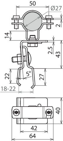 Roof cond. holder StSt f. metal roofs w. clamping seam f. HVI cond. D 27-30mm – Görsel 2 / 2