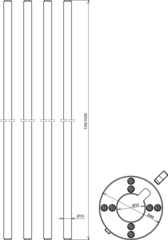 Fixing set for lateral air-term. rods four air-term. rods Al D=10mm L=1030mm – Görsel 2 / 2