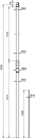 Supporting Tube D 50mm L 3200mm GRP/Al w. air-term. rod D 10mm L 1000mm – Görsel 2 / 2