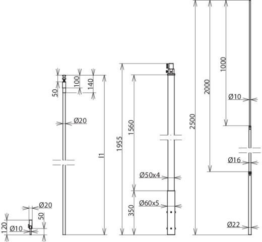 DEHNcon-H HVI Cond. w. supp. tube -KIT- L 1950mm w. air-ter. rod 22/10 L 2500mm – Görsel 2 / 2