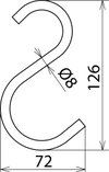 Hook D=8mm, dimensions: 130/72mm for fixing the covering cloths -1000V