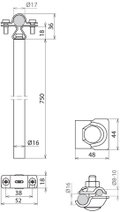 Spacer D 16mm L 750mm Al w. EB element D 17mm incl. MV clamp f. HVI light
