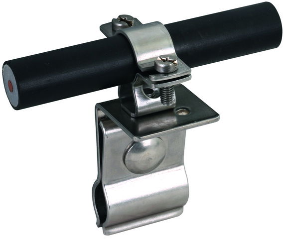 Roof cond. holder StSt f. metal roofs w. round stand. seam f. HVI cond.D 20-23mm