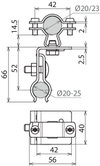 Roof cond. holder StSt f. metal roofs w. round stand. seam f. HVI cond.D 20-23mm
