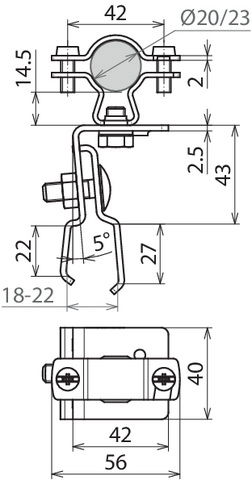 Roof cond. holder StSt f. metal roofs w. clamping seam f. HVI cond. D 20-23mm – Görsel 2 / 2