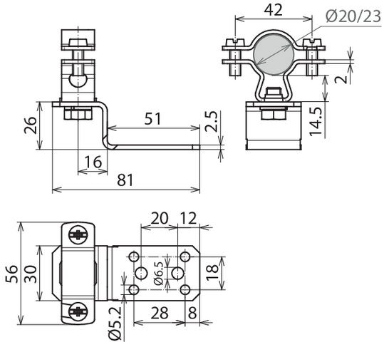 Roof cond. holder StSt f. metal roofs w. conn. lug f. HVI conductor D 20-23mm – Görsel 2 / 2