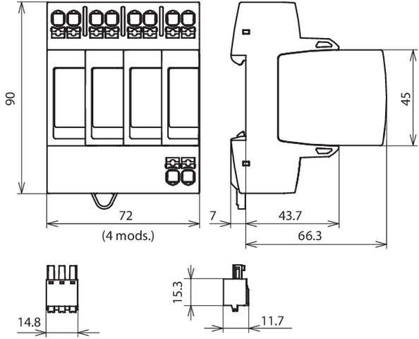 Surge arrester type 2 DEHNguard MP 4-pole Uc 275V for TN-S systems – Görsel 2 / 2