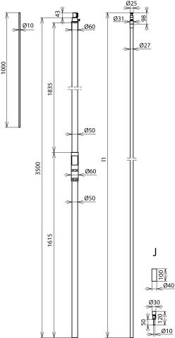 HVI power Conductor D 27mm Cu -KIT- w. supp.tube L 3500mm w. air-term.rod L 1.0m – Görsel 2 / 2