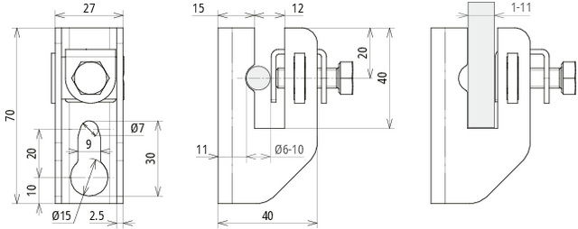 Flat strip a. round conductor hold. StSt f. Fl...11mm Rd 6-10mm wall dist. 11mm – Görsel 2 / 2